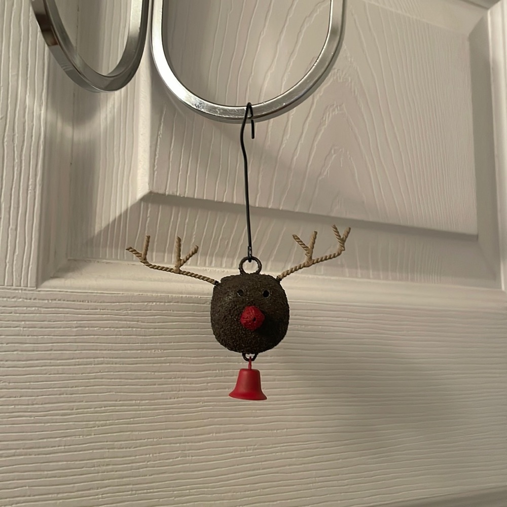 Metal Bell Reindeer Christmas Ornament with Antlers